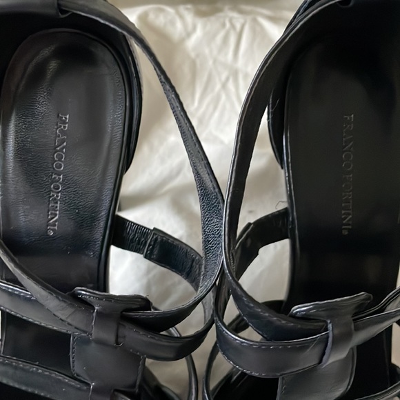 FRANCO FORTINI BLACK LEATHER HEELED SANDALS SIZE 8 - Picture 10 of 10